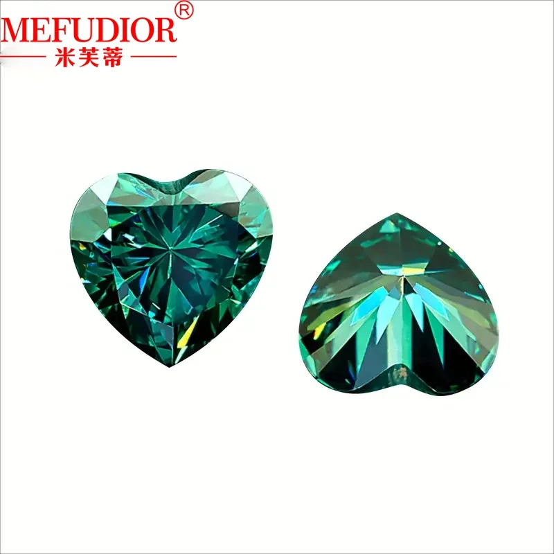 Moissanite Stone Deep Green Color Heart Cut 1.0CT-4.0CT Loose Gemstone GRA Certificated Pass Diamond Tester for Jewelry Making