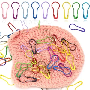 100pcsメタルピンかぎ針編みのアクセサリーガードセーフティピンロックニットマーカータグクリップラッチ縫製ツール9.5*21mm 10最高の販売かぎ針編みピン-1