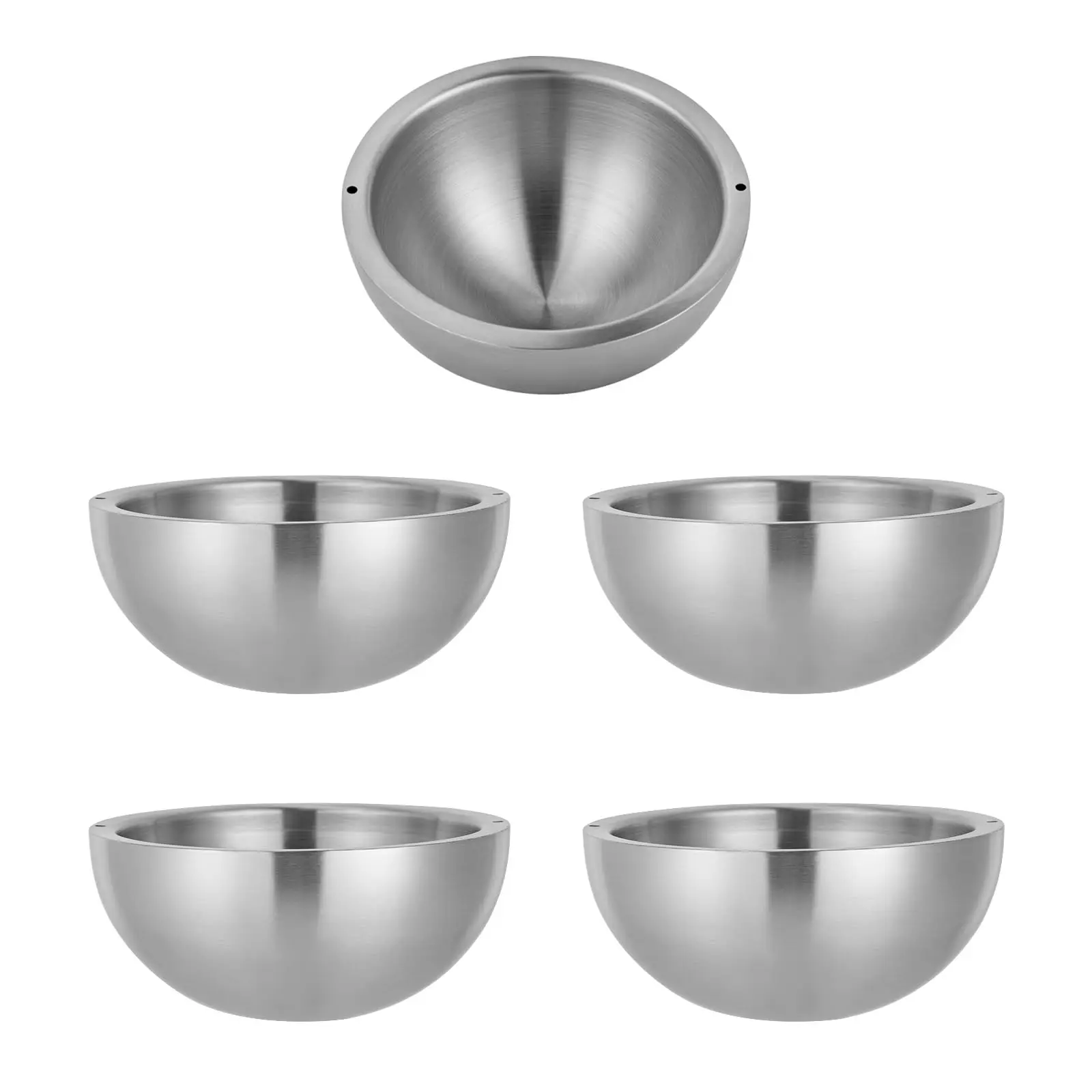 

5Pcs Stainless Steel Mixing Bowls Set, 1L/33.8OZ Insulated Salad Bowl with 2 Water Injection Holes(Hot & Ice Water), Small Metal
