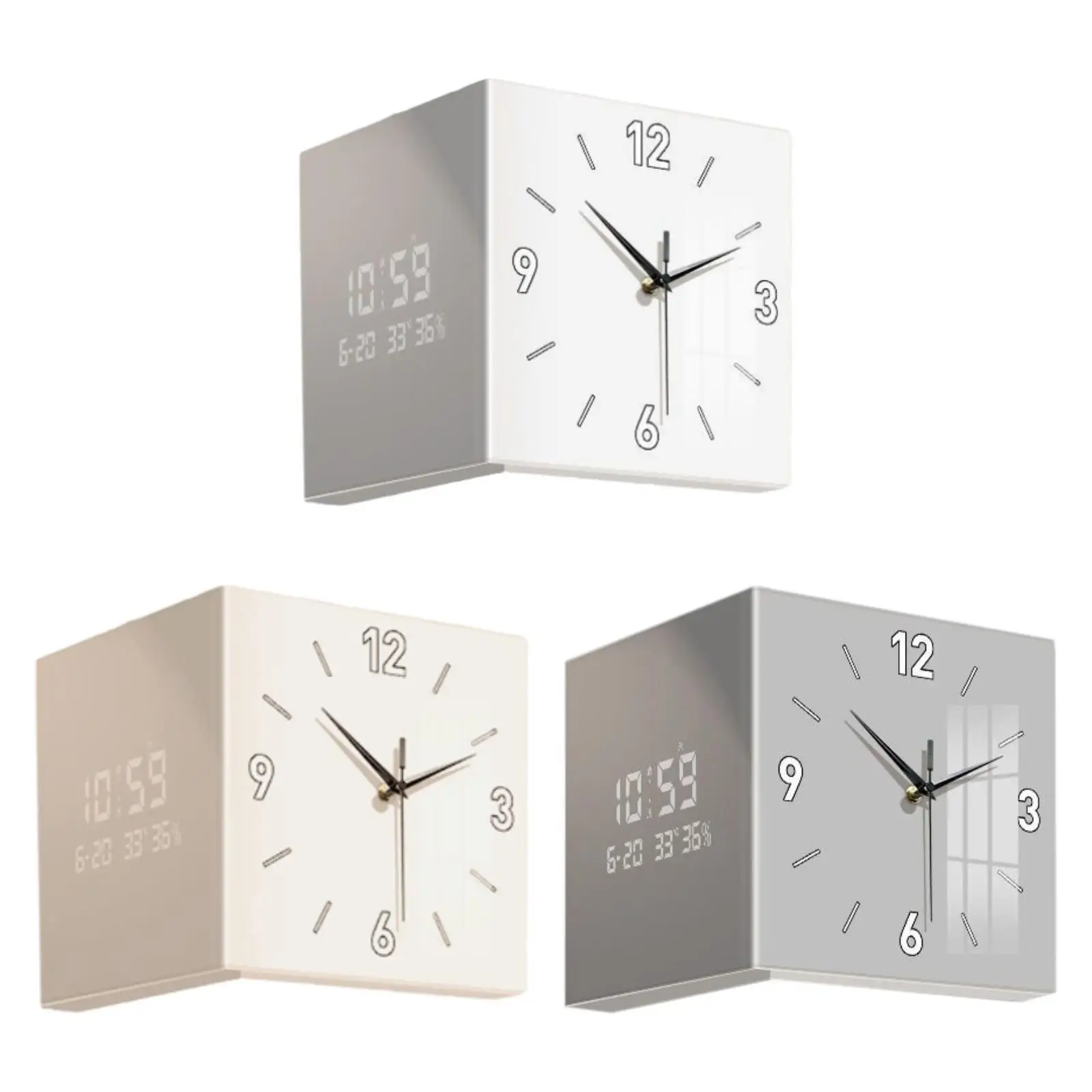 Corner Clock Easy to Read Outdoor Square for Bedroom Living Room Classroom