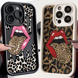 Hot Red Lip Leopard Print Phone Case For Xiaomi Redmi 9A 9C 10 10C 12 12C K30 K40 K50 Note 10 11 12 13 Pro 5G Cover