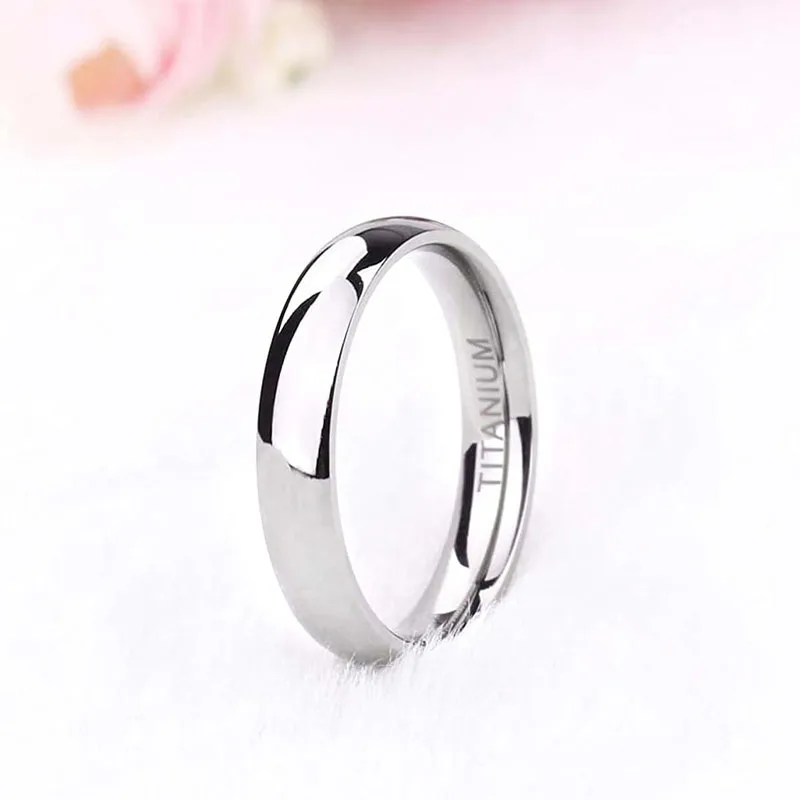 4mm Brand Silver Color Titanium Women\'s Rings Male Wedding Band Polished Engagement Ring Female Jewelry Never fade Size 3 -15