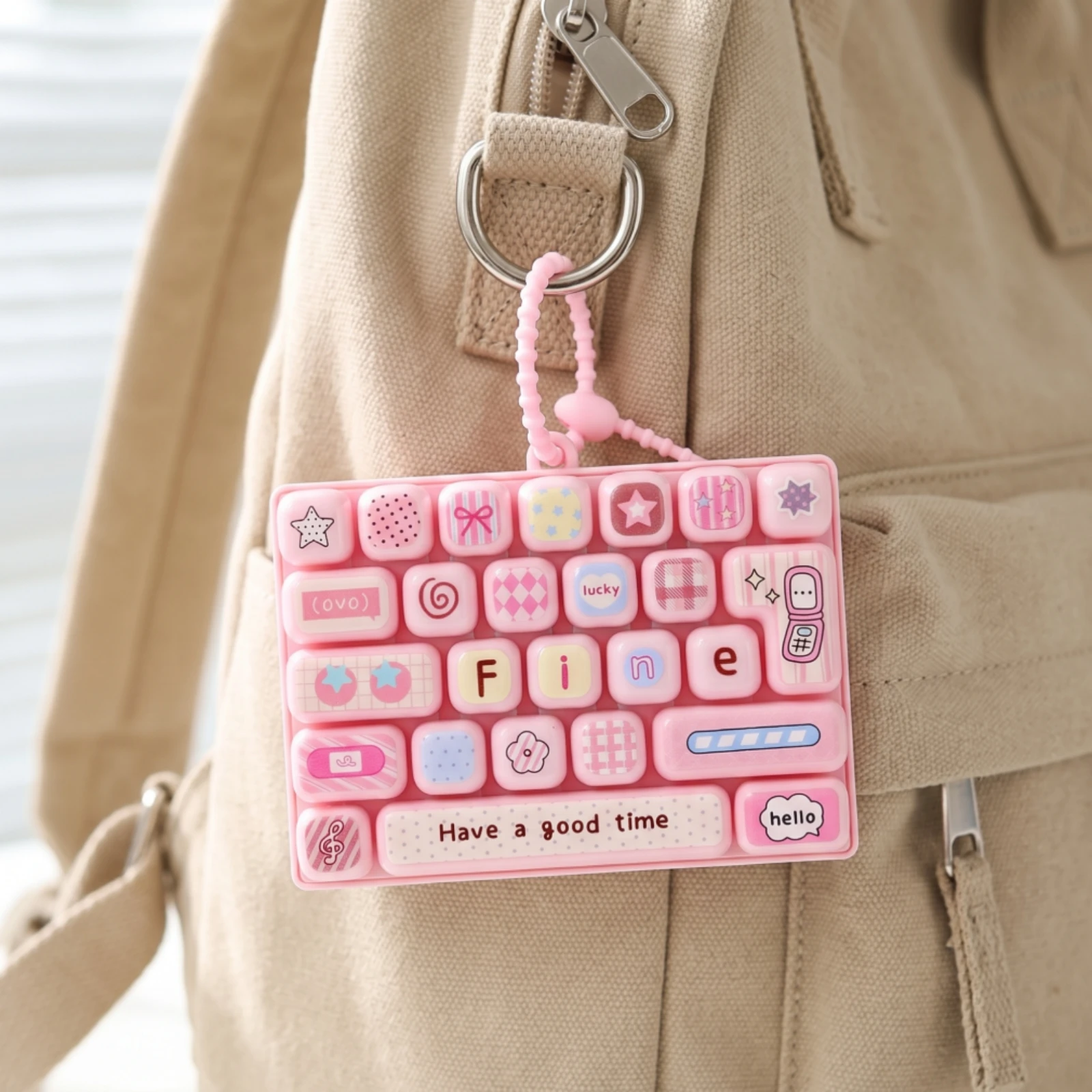 Keyboard Keychain Compact Keyboard Pendant Keychain with Strap Tactile Bag Charm Unique for Students, Keys, Backpacks