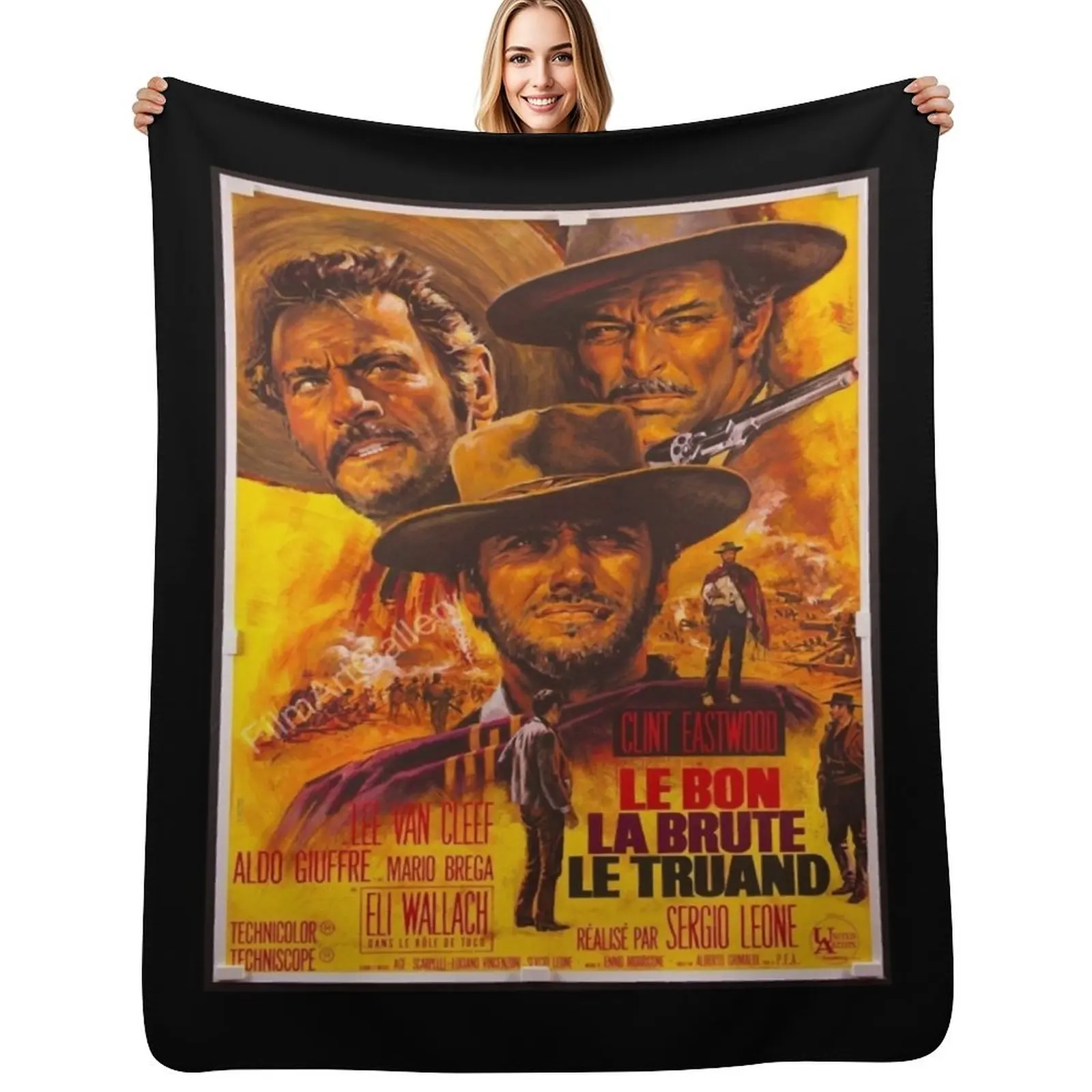 Presentes Engraçados para Sergio Leone O Bom, o Mau e o Vilão, Manta de Halloween Elegante e Quente para Hotel e Casa