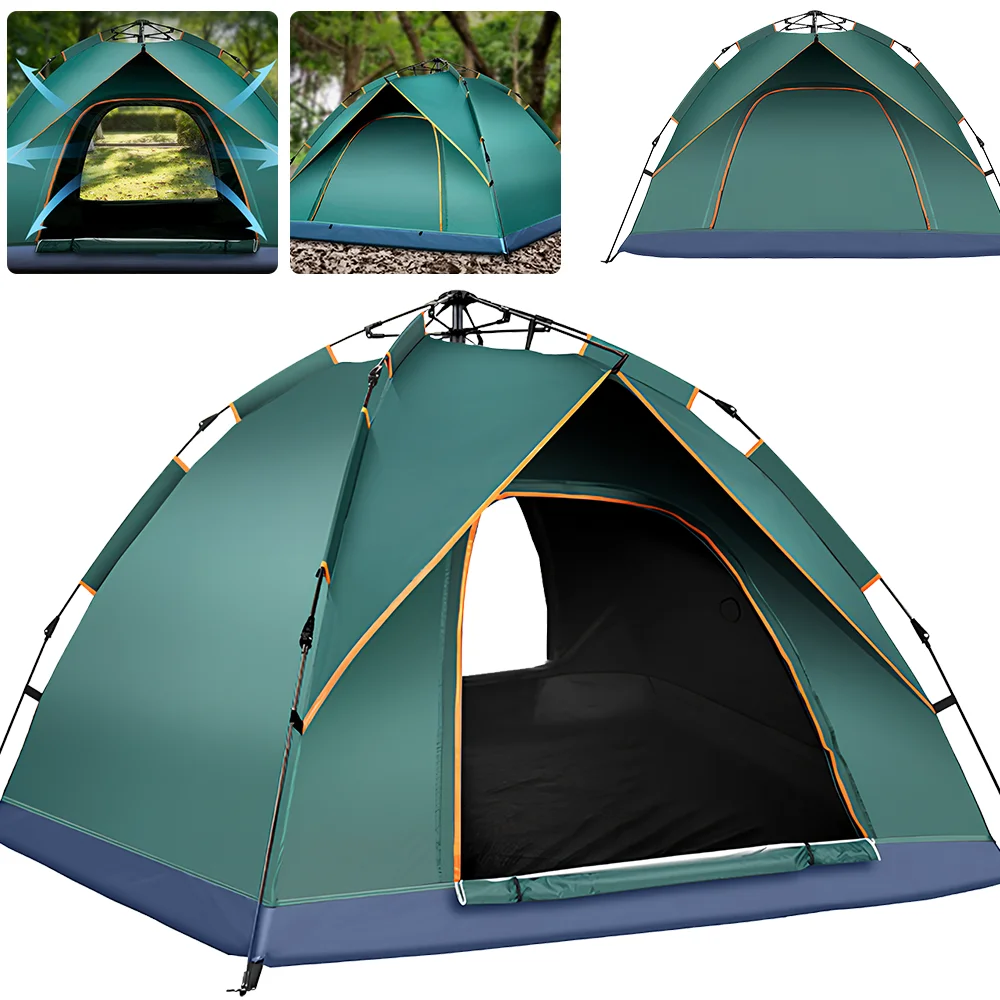 Automatische Zelte im Freien, zusammenklappbares Campingzelt, wasserdichte Dachzelte, doppeltüriges Strand-Fischschutzzelt für 3–4 Personen