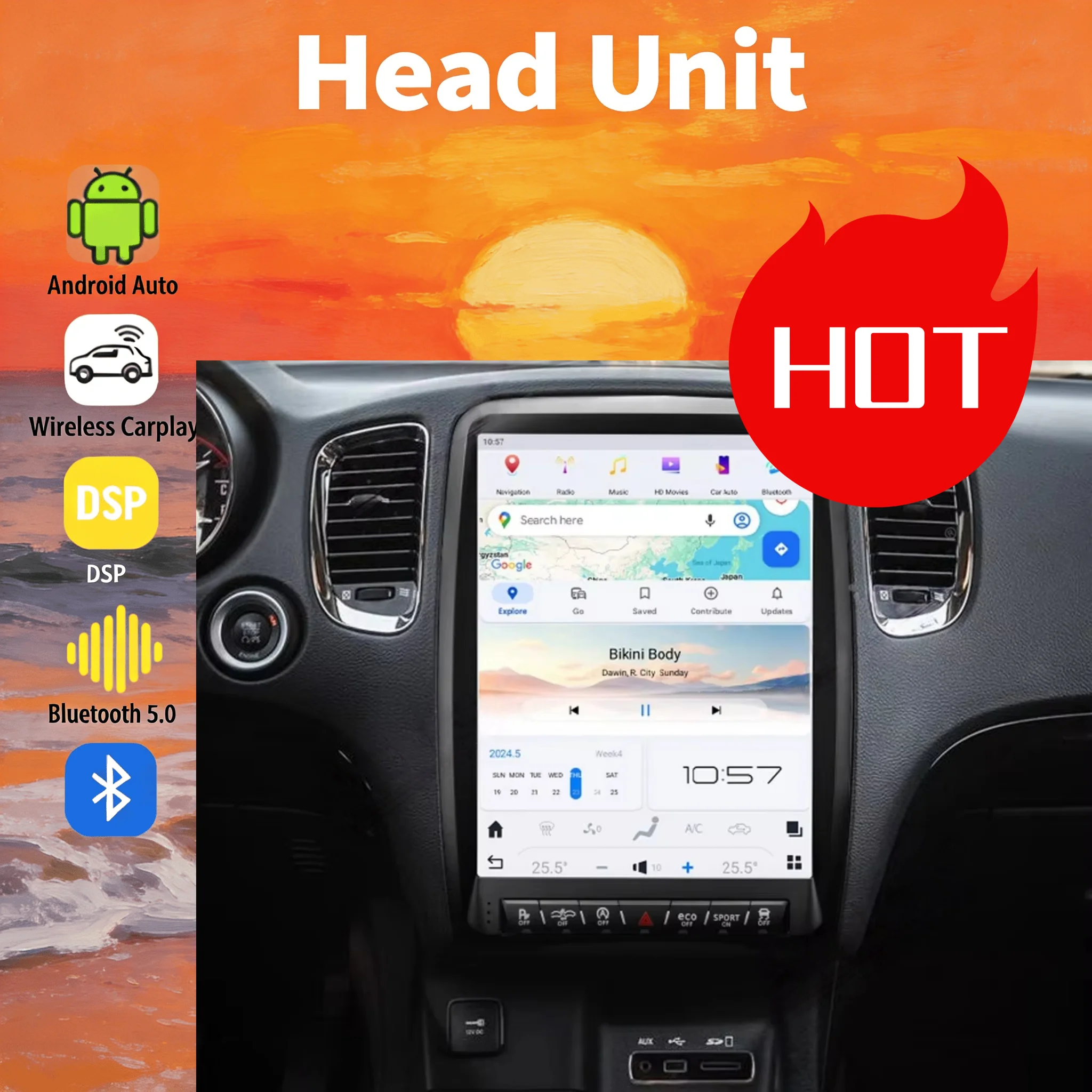 Carplay For Dodge Durango 2011 - 2020 Android13 Car Stereo Car Radio Touch Screen Radio Player Car GPS Navigation Head Unit DSP