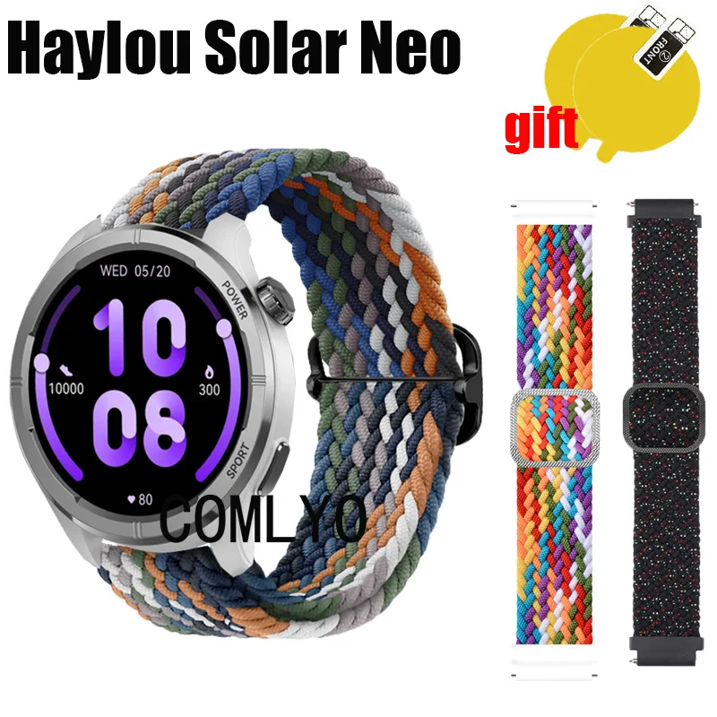 Per HAYLOU Solar Neo Smart Watch Strap Band cintura in Nylon regolabile Soft traspirante Wristband Smartwatch Screen Protector Film