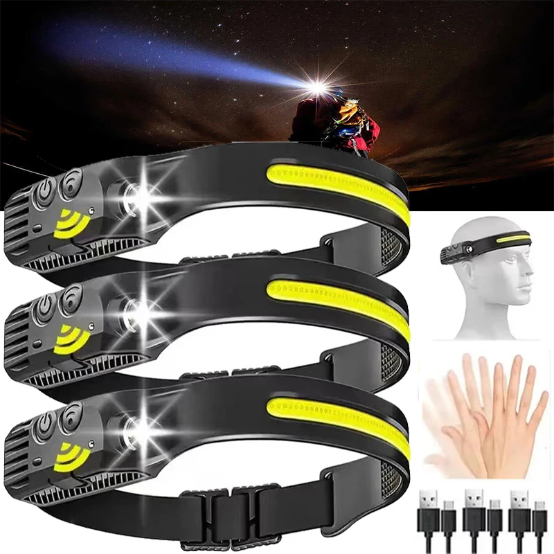 

Headlamp Rechargeable USB Super Bright Headlamp Flashlight Waterproof Headlights for Hunting Camping