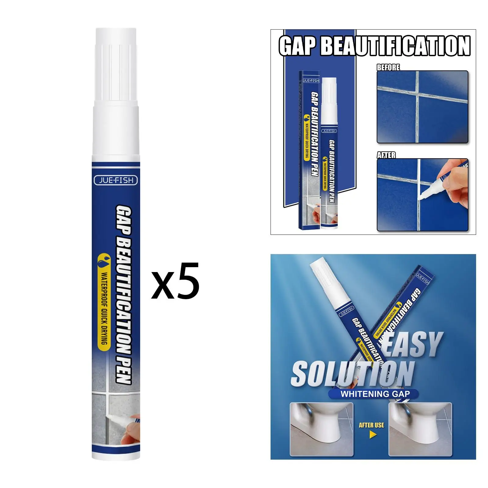 5Pcs Tile Refill Grout Pen Anti Restorer Renew Repair Waterproof Refill Refresher Filling for Kitchen Toilet Counter