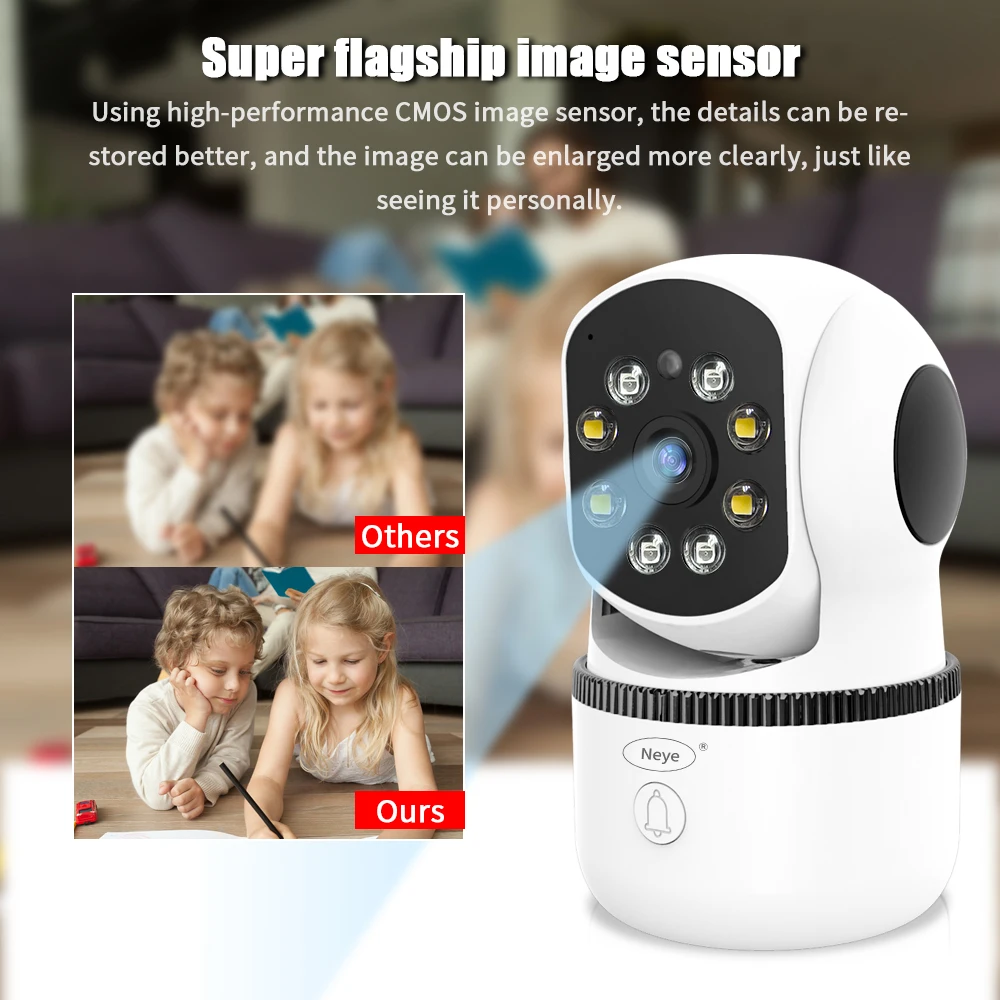 Neye 8MP 4K WiFi كاميرا المنزل الذكي 10X التكبير الرقمي داخلي مراقبة الطفل AI تتبع تلقائي CCTV كاميرا الصوت ثنائية الاتجاه
