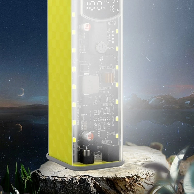 Y4UE High Capacity 65W Mobile Power Supply Case Holds 8Pcs 18650 Cells With Safety Protections Powerbank Case Shell