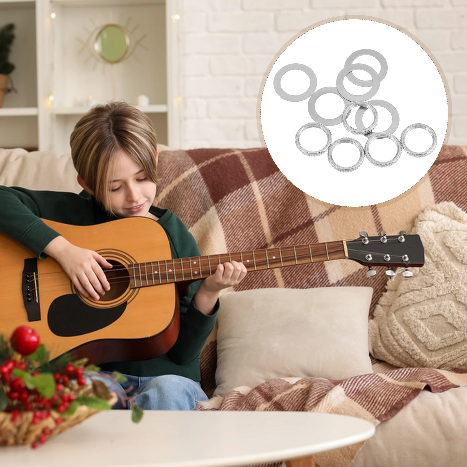 

10pcs Bass Head Shaker Washer Guitar Toggle Switch Nut Brass Ring Cap Iron Bone Saddle Durable Hardware for Electric