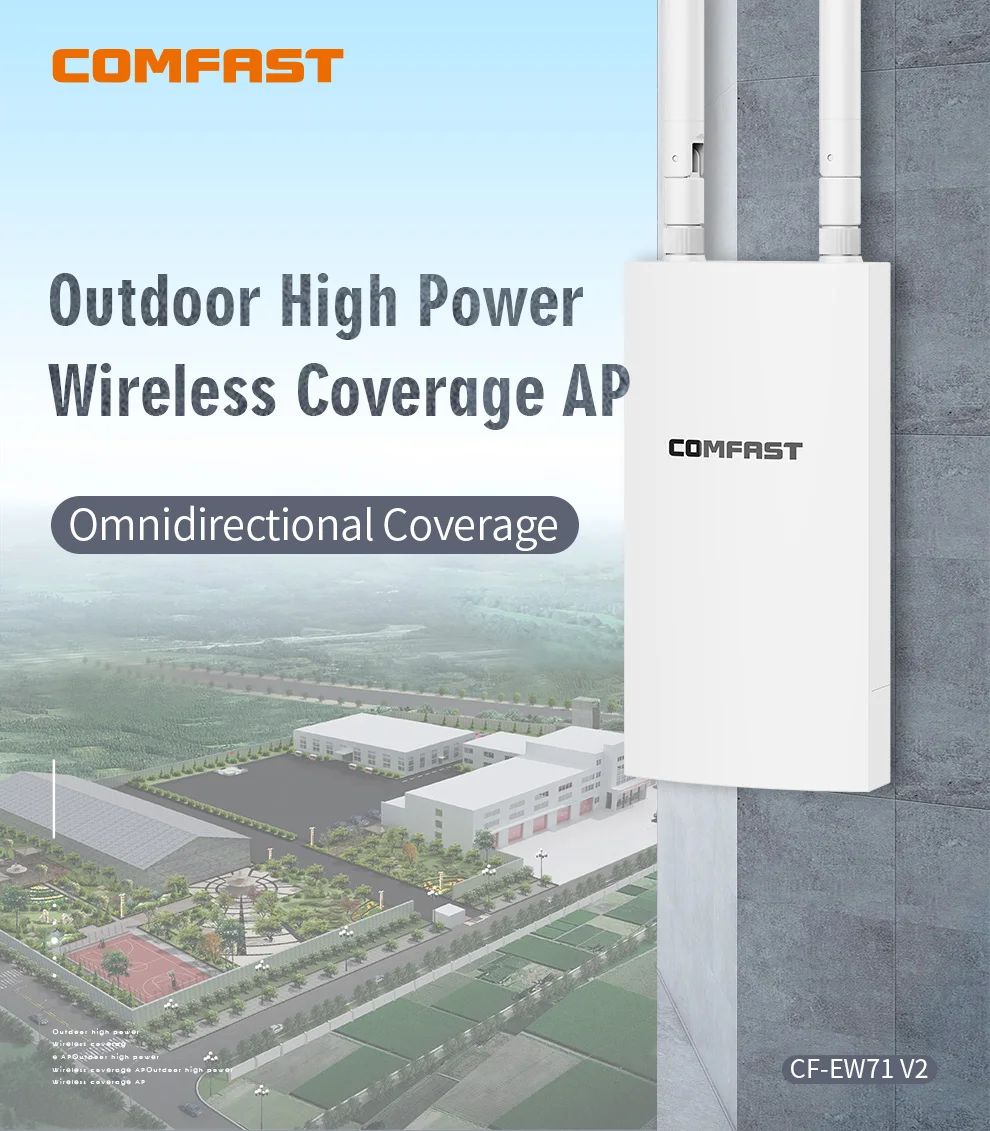 Comfast-enrutador WiFi para exteriores, extensor de largo alcance, Antena de punto de acceso inalámbrico, 2,4G, 300Mbps, amplificador de señal, 48V, POE