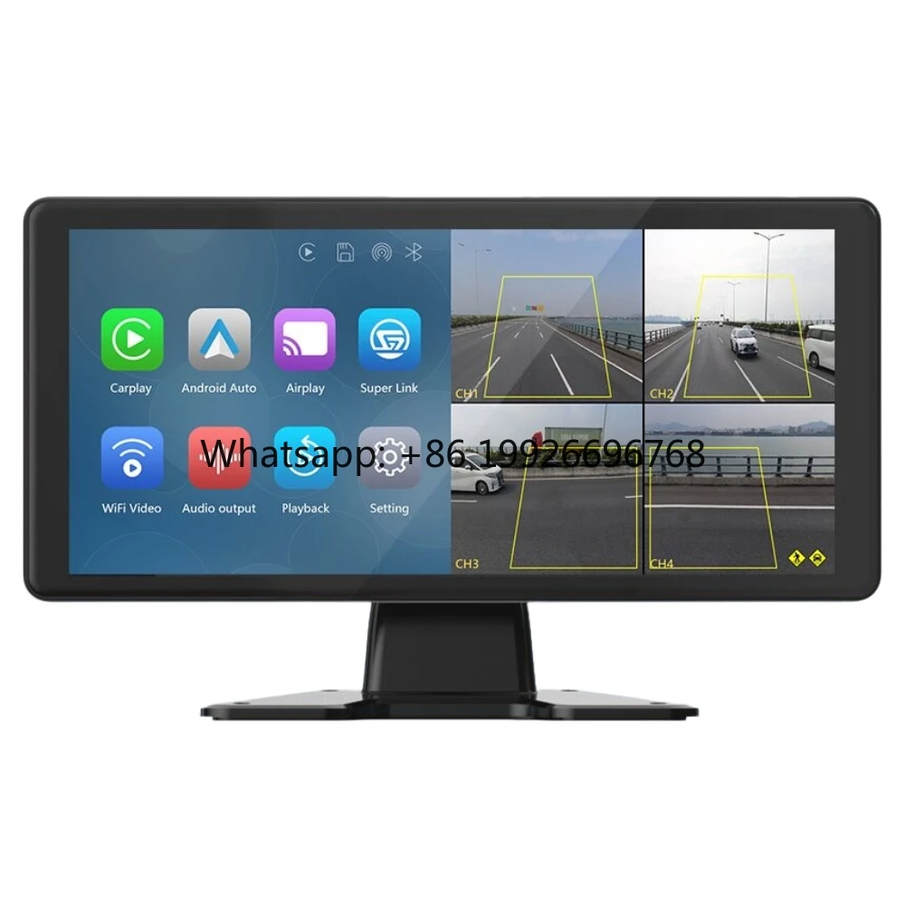 

10.36 Inch 1080p Wireless Carplay Android Auto TV Display Camera Touch Screen LCD All-in-one Machine DVR Four-channel 1 Year