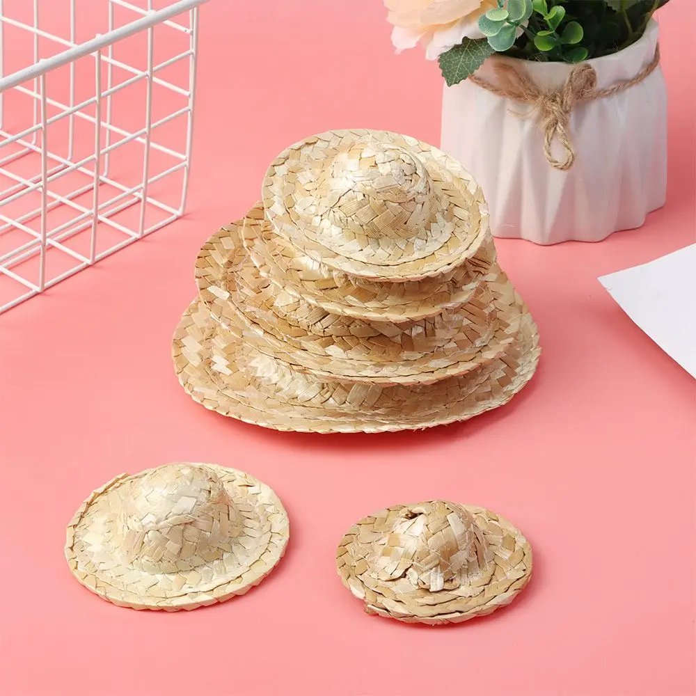 Gele Schattige Meerdere Maten Ambachten Pop Accessoires Diy Decoratie Pop Caps Geweven Strohoed