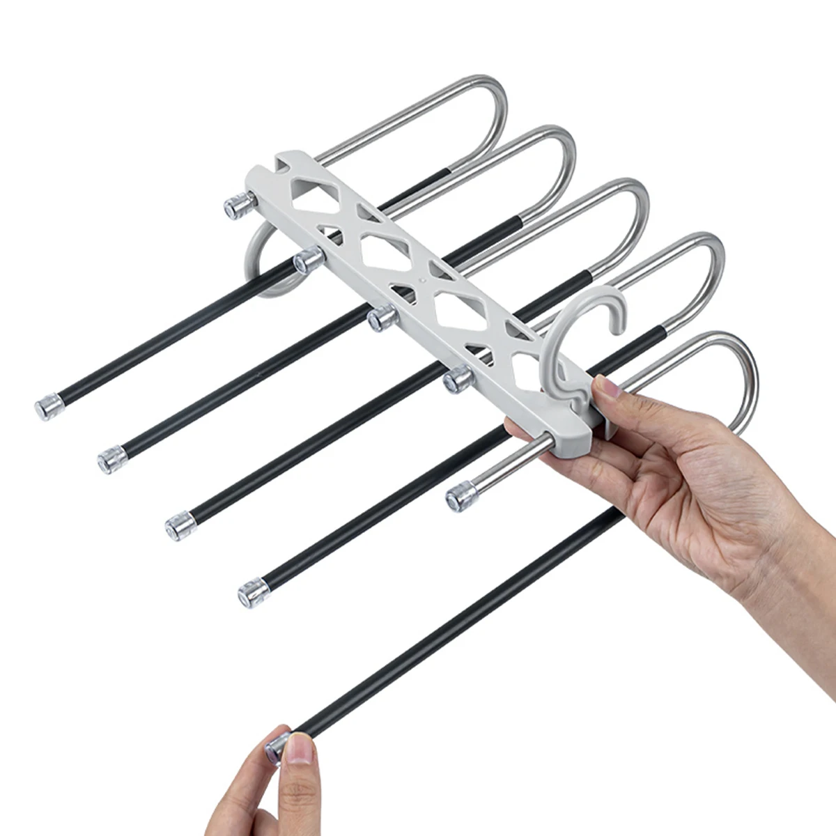 5 In 1 Folding Magic Pants Hanger Stainless Steel Antislip Clothes Trousers Scarf Storage Rack Closet Wardrobe Organizers