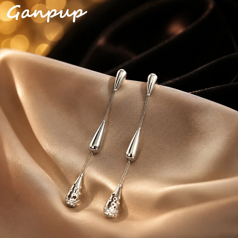 GANPUP Silberfarbene Tropfenförmige Fransen-Ohrringe für Frauen, Süße Mode, Neue Ohrhänger, Schmuck, Geschenk für Party und Alltag.