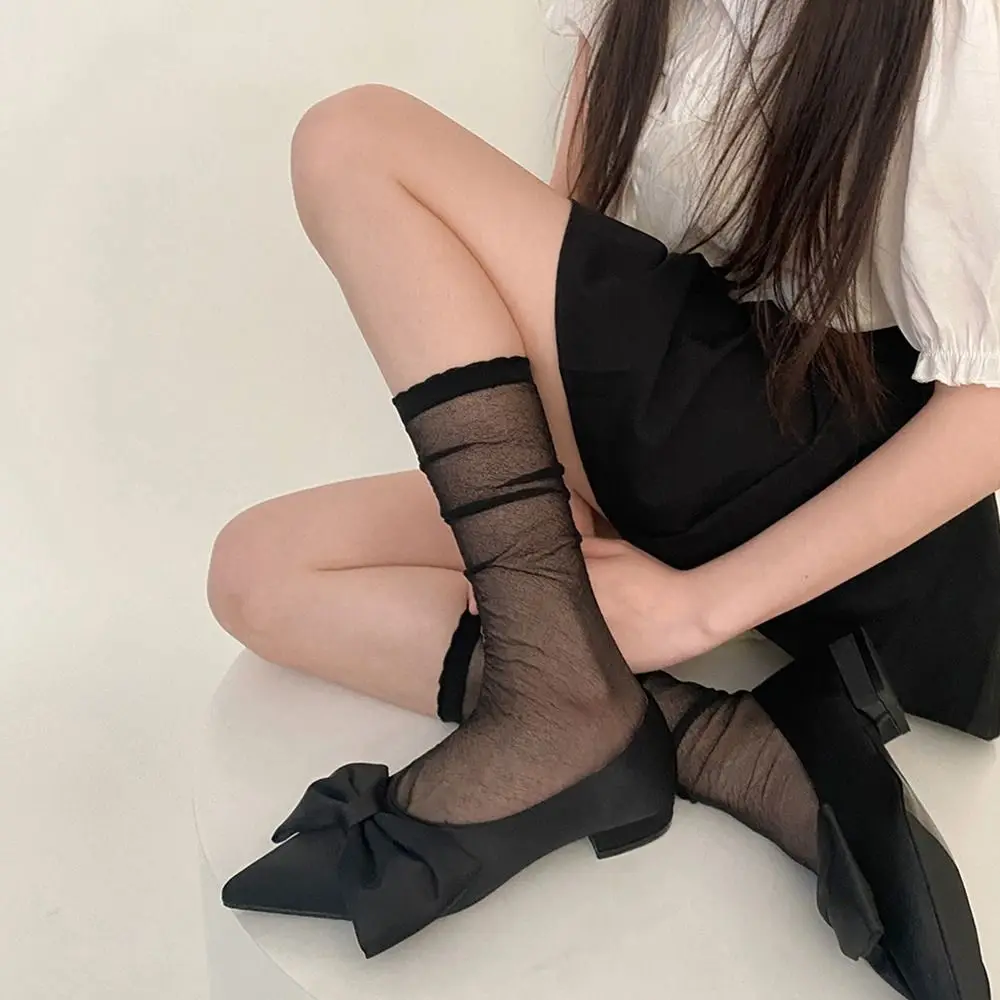 الحلو المضادة للرائحة مريحة النايلون شفافة تنفس النسخة الكورية الجوارب رقيقة جدا كومة الجوارب الجوارب لامعة العجل الجوارب