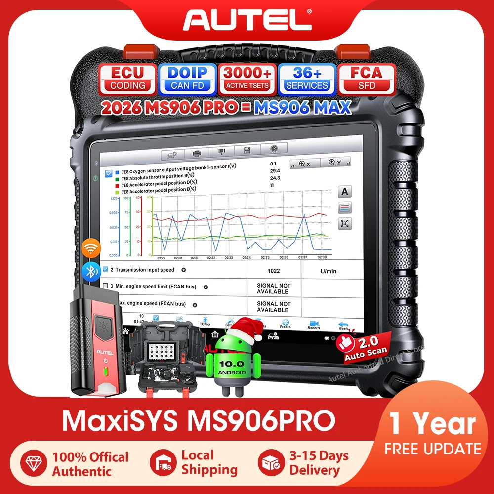 Autel MaxiSYS MS906PRO Scanner Bidirectional Diagnostic Tool, Same As MS906 MAX Diagnostic Scanner, 40+ Services, CAN-FD&DOIP