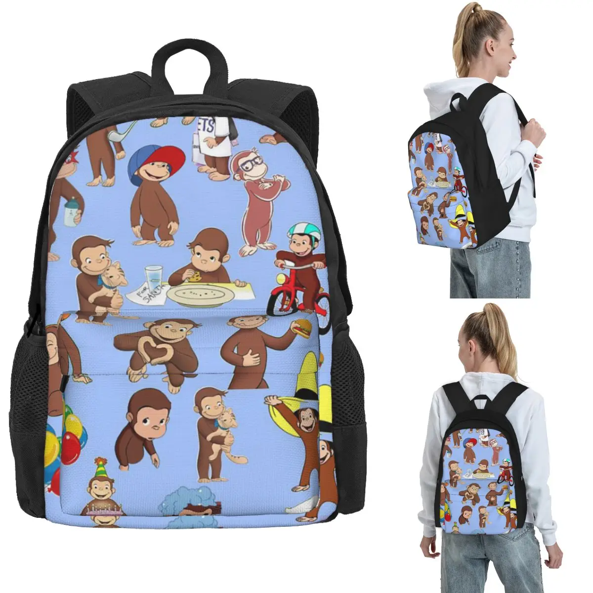 Anime Curious George MonkeyBackpack Hot Sale Daypack Large Capacity Children BookBag School Bag Shoulder Bags for Men Women