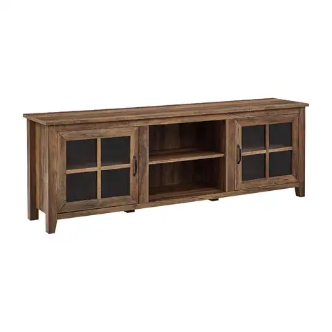 Portsmouth Classic 2 Glass Door TV Stand for TVs up to 80 Inches, 70 Inch, Rustic Oak, Custom