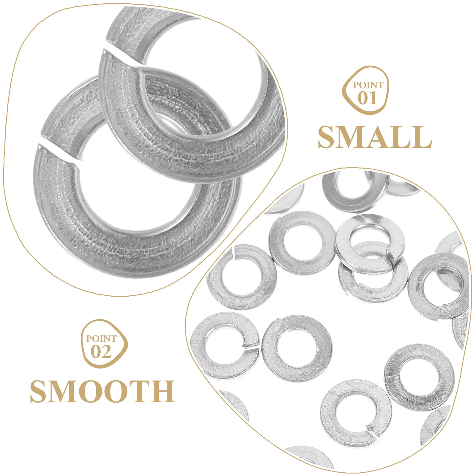

100Pcs Stainless Steel Spring Washers Split Design Lock Washers for General Repair Durable Non-Slip Metal Gaskets
