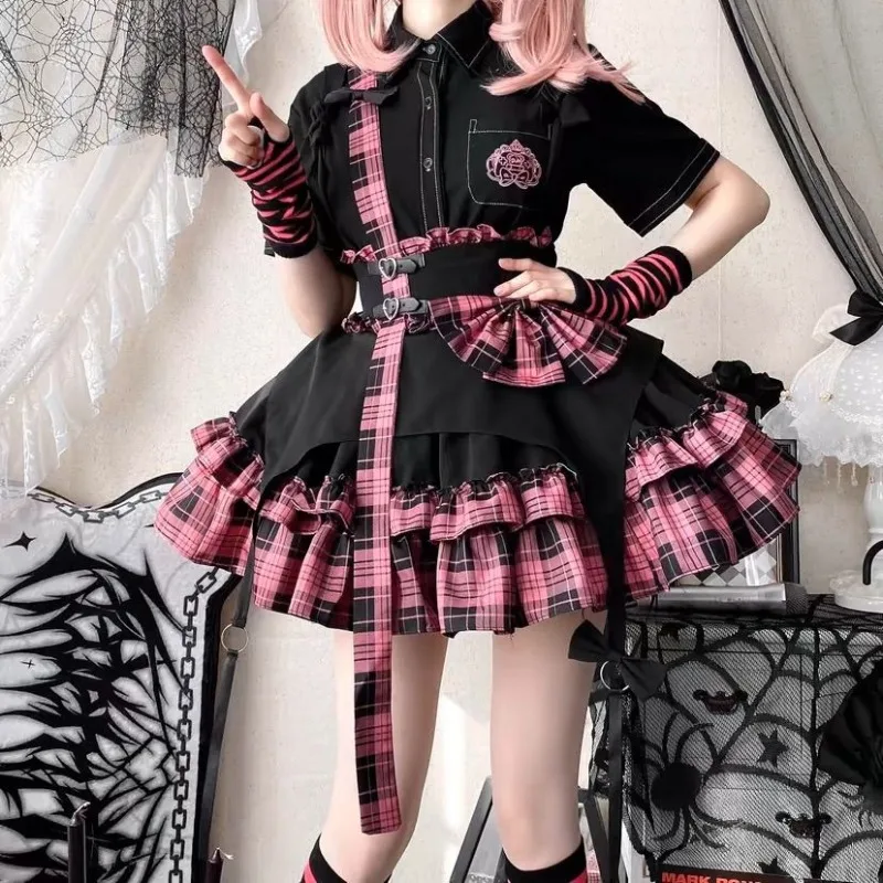 

Subcultural Fashion Y2k Lrregular Women Skirts Fashion Spliced Plaid Puffly High Street Jupe Harajuku Cosplay Punk Sweet Skirt