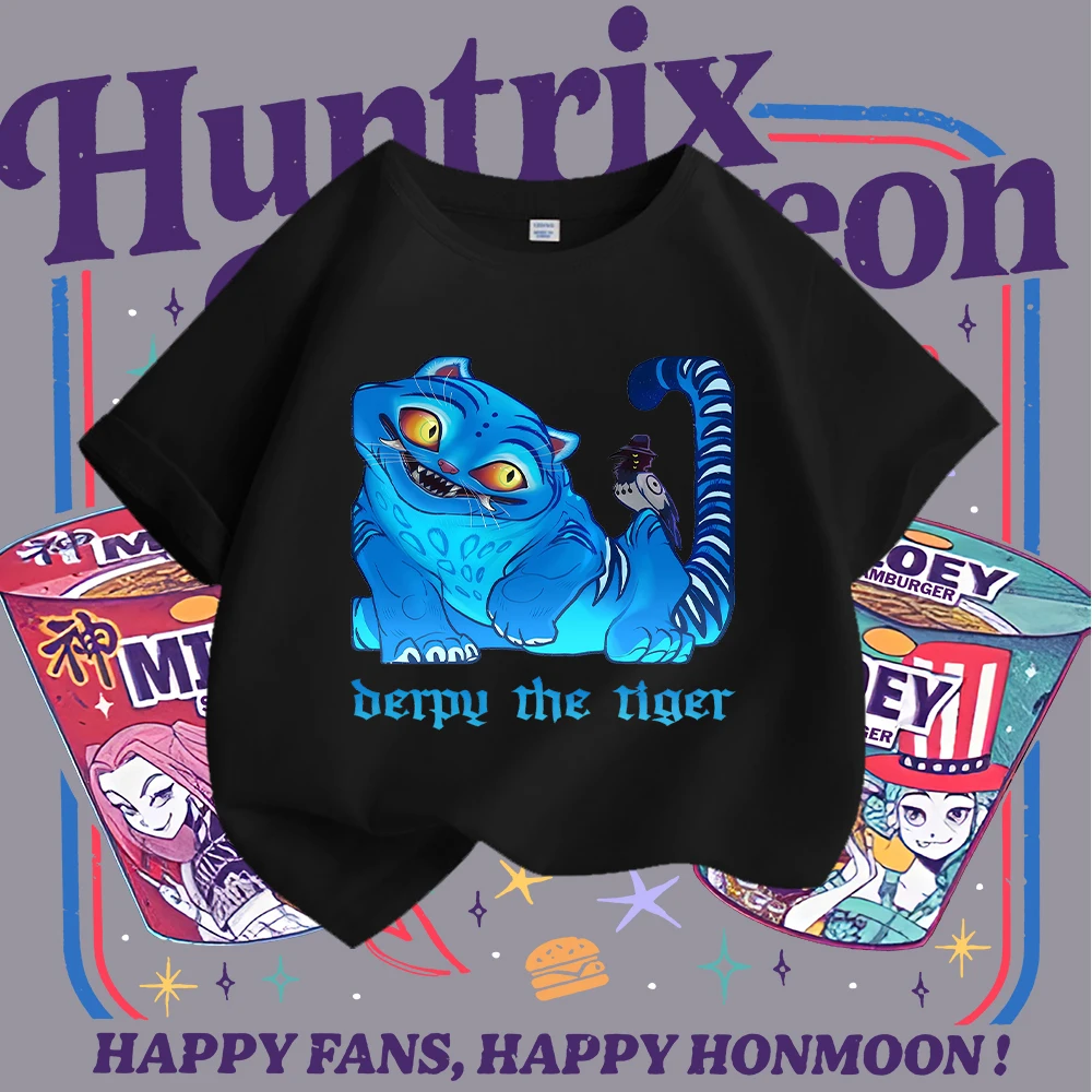 تي شيرت للأطفال على طراز KPOP مستوحى من Y2K مع رسومات قطة زرقاء لطيفة وطيور، تي شيرت عصري مطبوع عليه حيوانات كرتونية للأطفال، فريد من نوعه