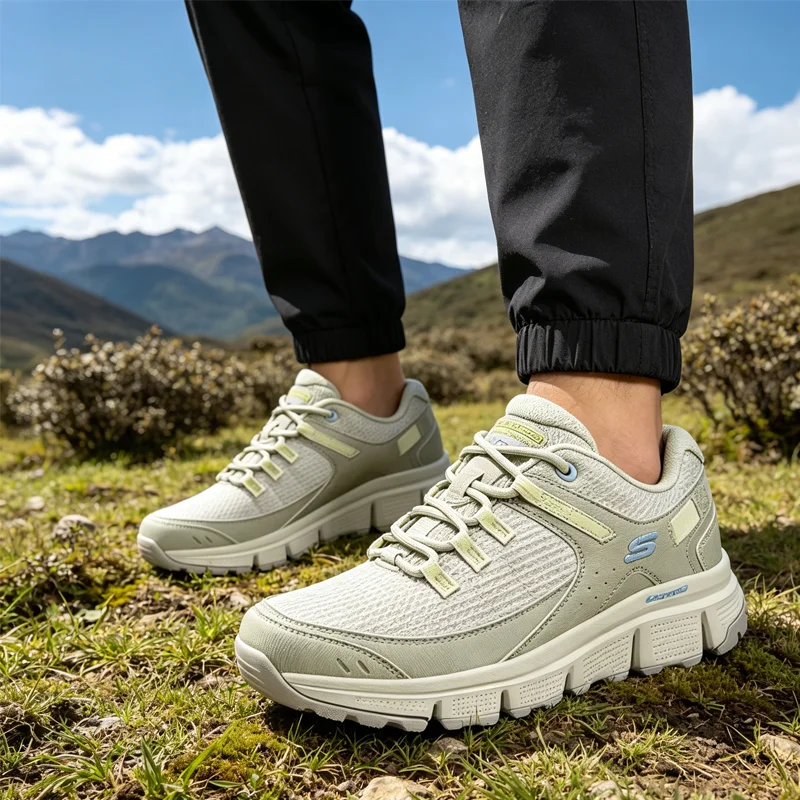 Skechers Men Outdoor Hiking Shoes, Breathable Non-slip Casual Sneakers 180271-NTMT/180271-LTGY/180271-BLK