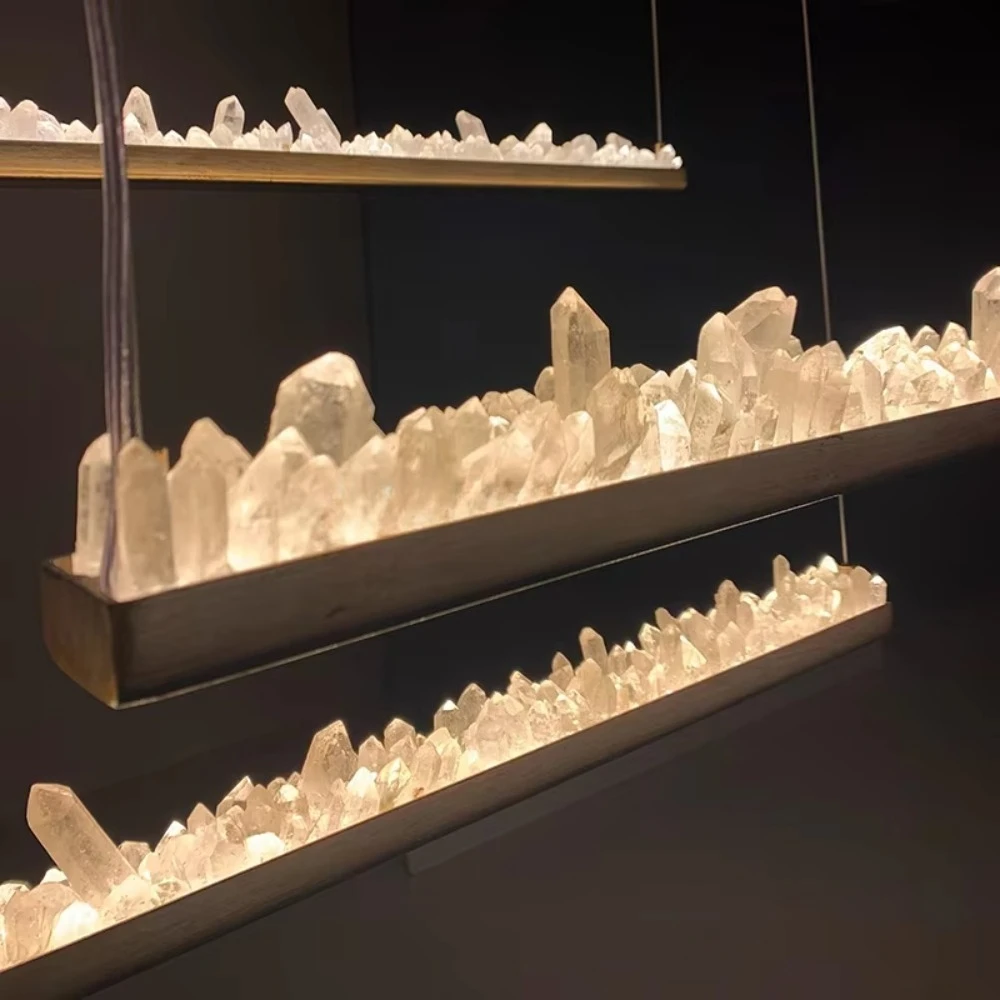 Artistic quartz stone decorative lighting natural crystal stone chandelier hotel living room crystal chandelier