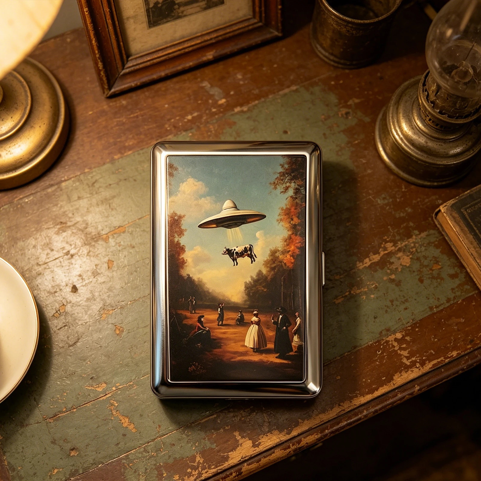 Vintage Style Metal Cigarette Carrying Case Easy Snap Slim Cigarette Case Thin Business Card Box Gift Idea for for Women and Men