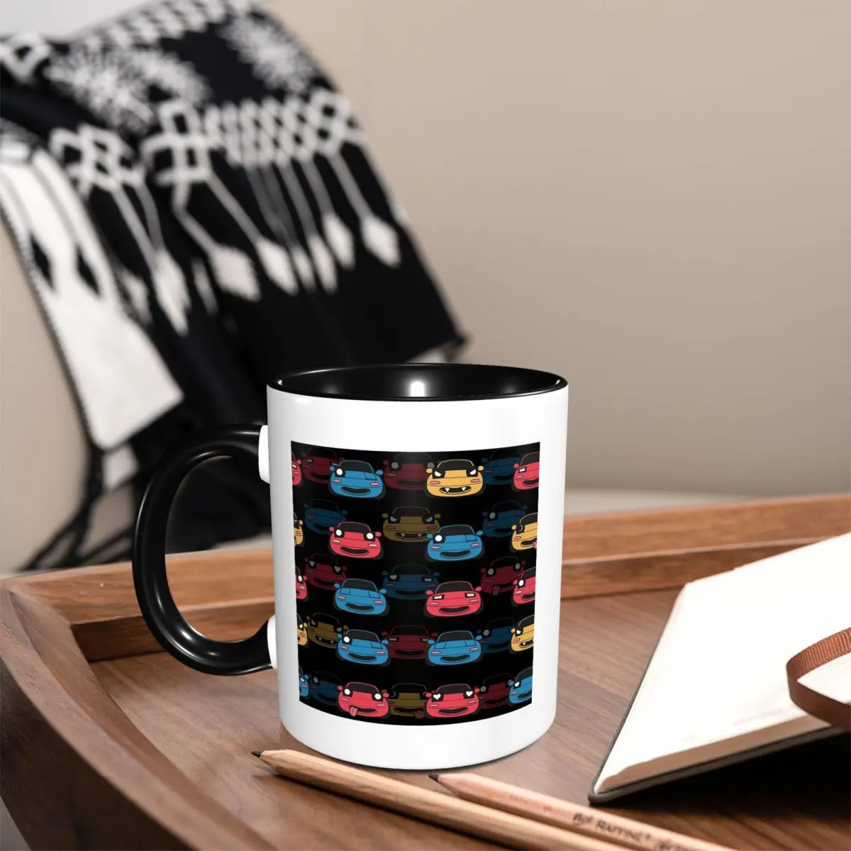 Cute Miata Face Mug Funny Ceramic Coffee Cups Tea Mugs Milk Cup Drinkware Gift for Woman Man