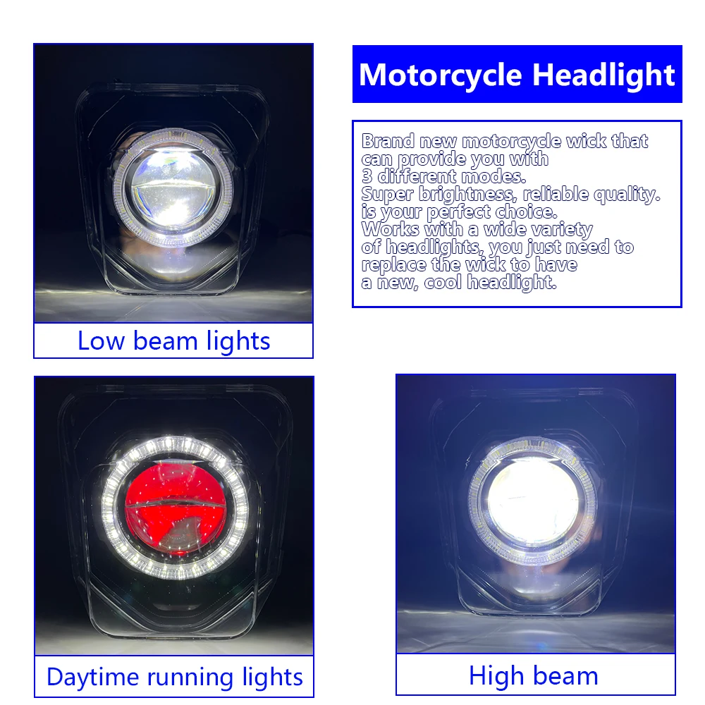 Motorcycle Headlight LED for Husqvarna TE TX FX TC 250 350 450 Wick 12v Round Headlamp Dirt Pit Bike Supermoto Enduro Motocross