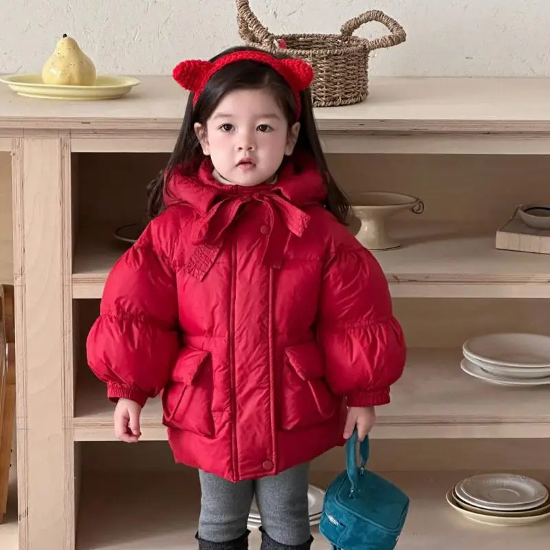 

2025 Winter New Baby Cotton Padded Jacket Infant Girls Warm Hooded Coat Plus Velvet Thick Toddler Windproof Quilted Jacket