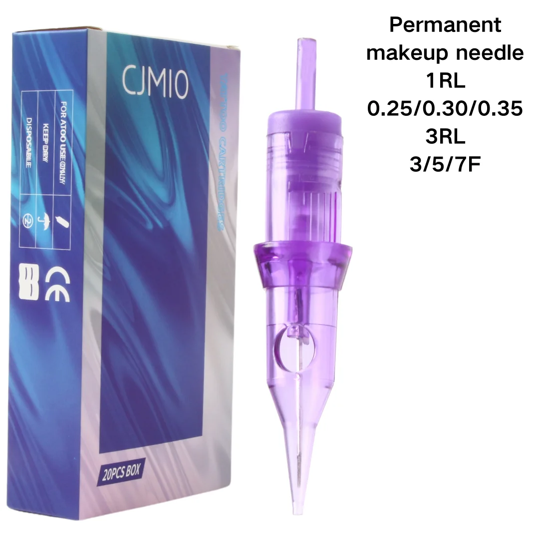 CJMIO 20Pcs Nano Membrane Tattoo Needles Cartridge 1 Liner 0.25/0.30mm Long Taper  for Tattoo Gun Permanent Makeup Machine