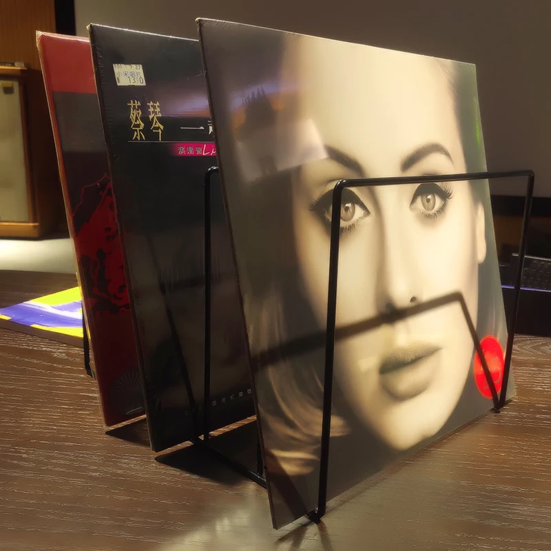 Hot Vinyl Record Holder Desktop Books Magazine Shelves Metal Display Shelf for CD Records Multi-function Organizer Storage Rack