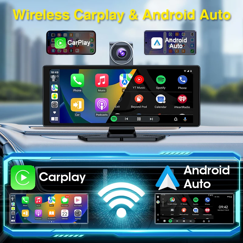 Jansite 10.26 "ADAS سيارة DVR 4K داش كام تدوير كاميرا أمامية Carplay أندرويد مسجل السيارات سيري التحكم الصوتي حلقة تسجيل #4