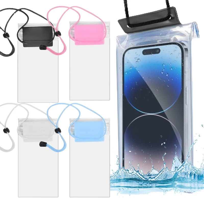 360° Full Cover Waterproof Swiming Phone Bag Case For iPhone 15 Samsung Xiaomi Huawei Touchable Cellphones Transparent Cover