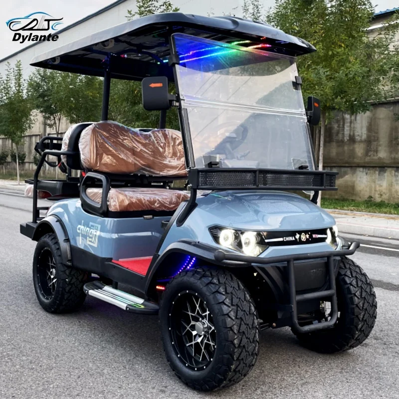 72V Battery 2+2 Seater Electric Golf Cart 4kw Motor Independent Suspension Disc Brake Power Steering 12 Inch Tire Hunting Cart