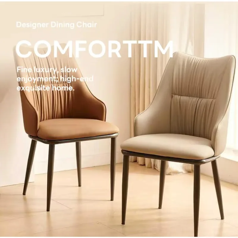 Nordic Luxury Modern Design Leather Dining Chairs with Soft Cushion in Soft Cloth for Restaurants and Living Rooms view 6