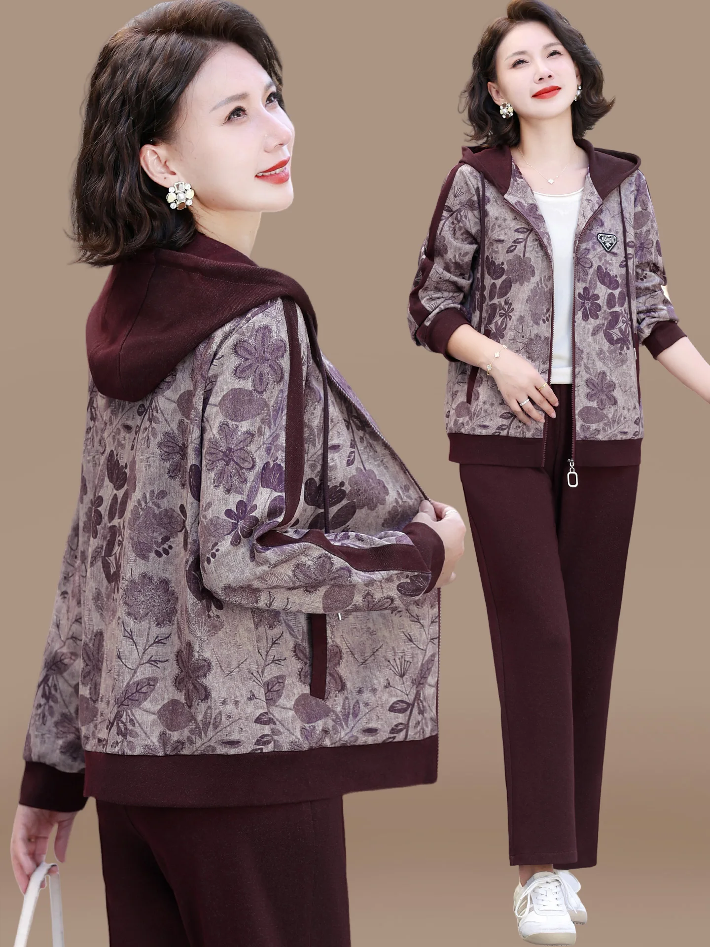 

Стильный спортивный костюм для мам на весну 2026: Новинка! Модный комплект-двойка (верх и низ) для женщин среднего возраста.