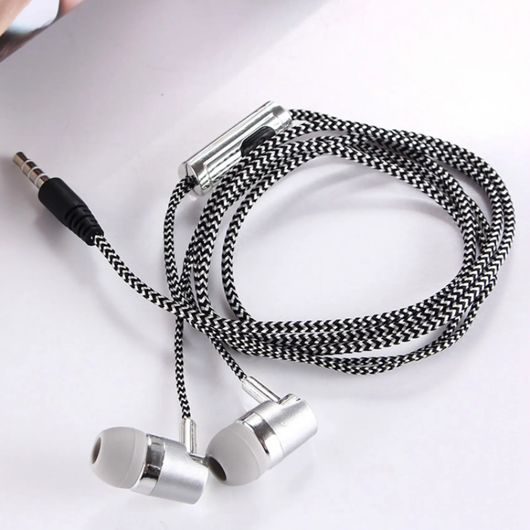 ABGI-2X H-169 3,5-mm-MP3-MP4-Subwoofer-Kabel, geflochtenes Kabel, universelle Musik-Kopfhörer mit Mikrofonsteuerung (blau) – Detail 5