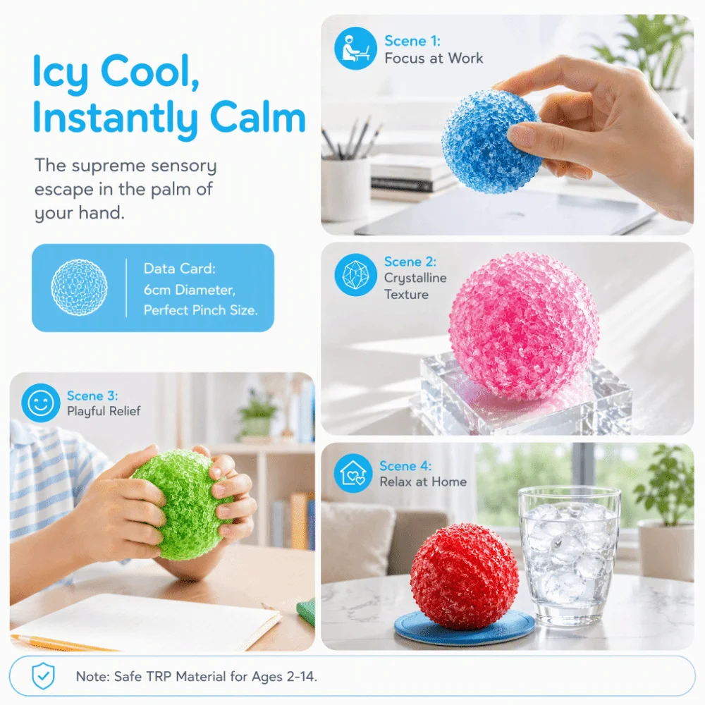 Slow Rising Crispy Skin Ball Shapeable Slow-rebound Squeeze Ball Super Soft Crushed Ice Sensory Fidget Ball Stocking Stuffer