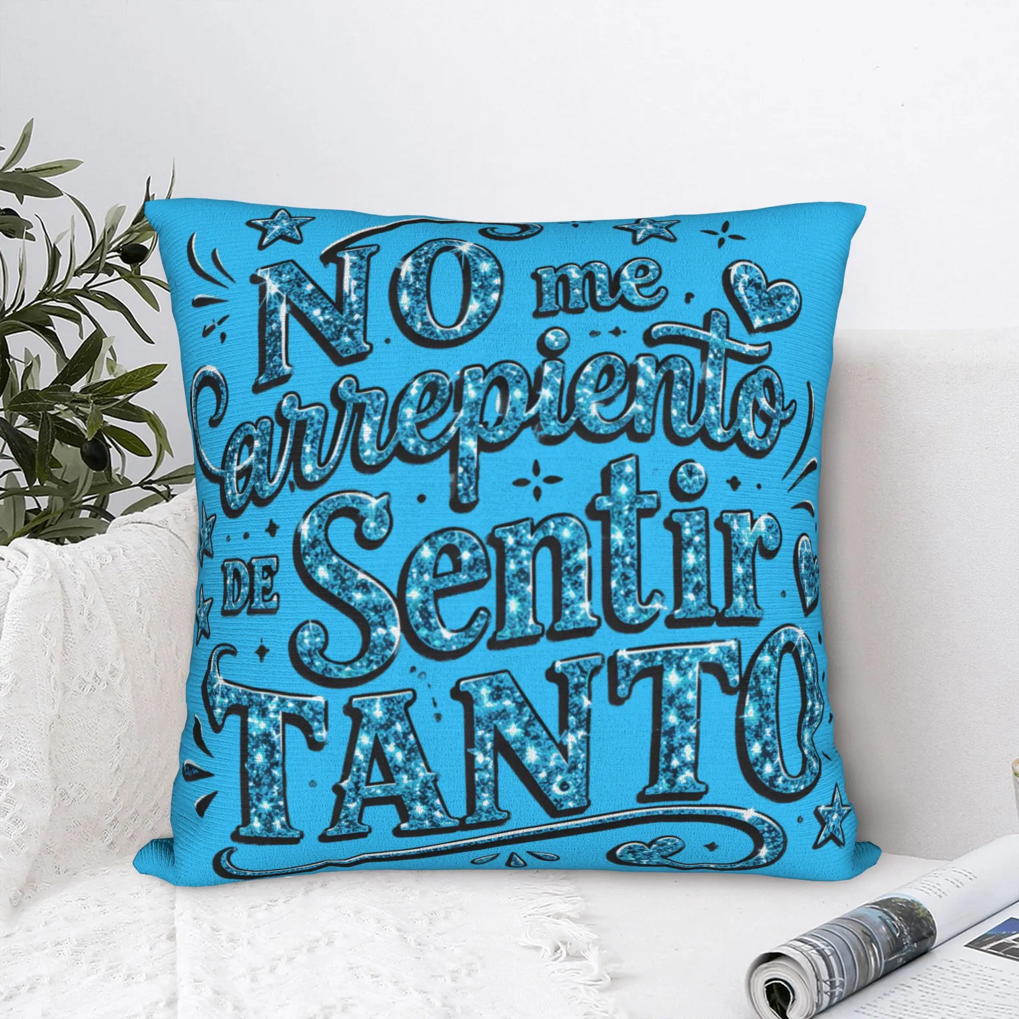 No Me Arrepiento De Sentir Tanto Square Pillow Cases Karol G Cushion Covers Funny Zippered Decor Pillowcover for Seat 40*40cm
