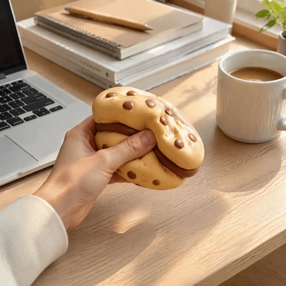 Crunchy Chocolate Cookie Squeeze Toy Moldable Sound Effects Crackling Cookie Squishy Toy Comfortable Kneading