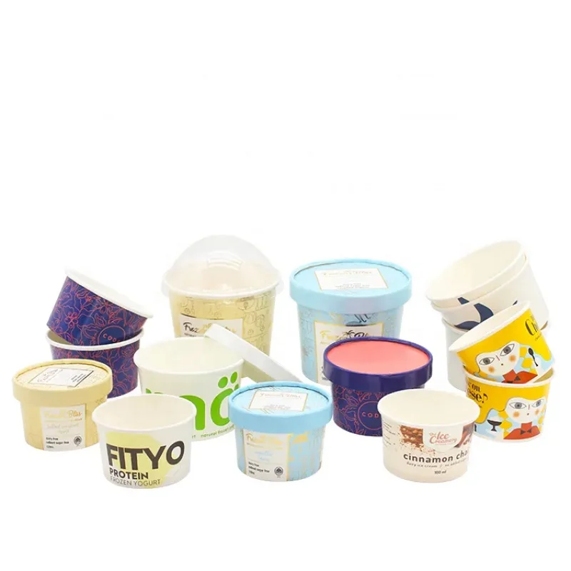 Customized productCustomized printing Disposable Paper Ice Cups Dessert Food Party Supplies Treat Cups Bowls for Sundae Fr