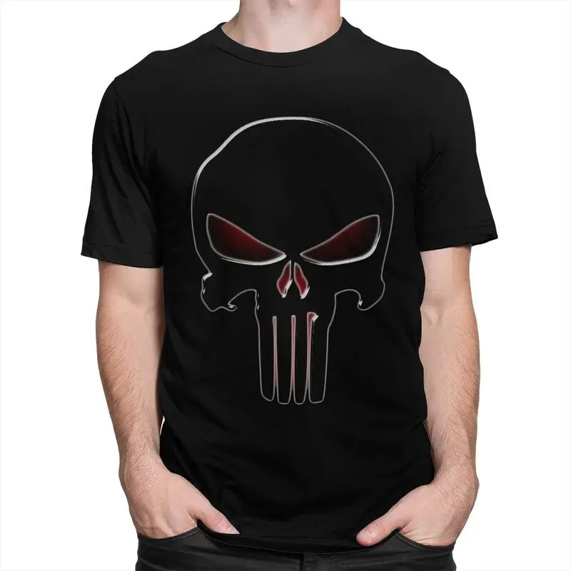 Custom Punisher Skull T Shirt Men Pre-shrunk Cotton Tshirt Graphic Tee Tops Short Sleeved T-shirts Loose Fit Clothing Merch