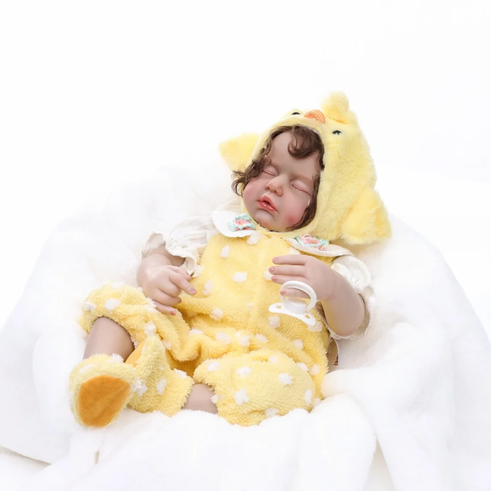 Cloveray 24 بوصة الأصلي واقعية تولد من جديد دمية طفل محاكاة أفخم بطة صفراء مجموعة دمية الفينيل أطراف الفينيل القماش الجسم طفل هدية
