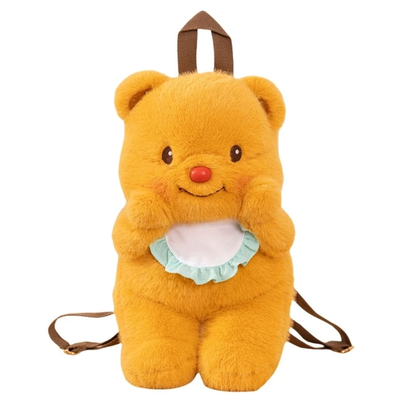 

Playful Bear Cartoon Backpack Furry Bag Lovely Animal Photo Props Butter Animal for Teens Photo Props