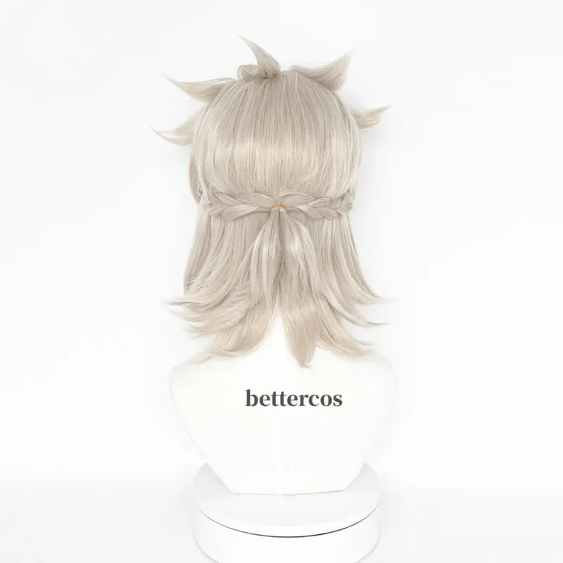 High Quality Game Albedo Cosplay Wig 35cm Short Linen Heat Resistant Synthetic Hair Anime Cosplay Wigs Wig Cap